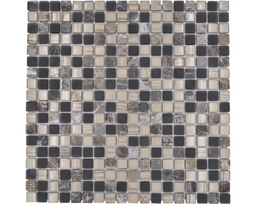 Glasmosaik mit Naturstein XCM M580 30,0x30,0 cm braun