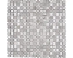 Glasmosaik mit Naturstein XCM M590 30,0x30,0 cm grau