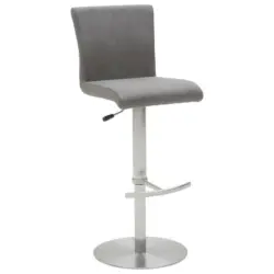 Barhocker in Metall, Textil Edelstahlfarben, Dunkelgrau