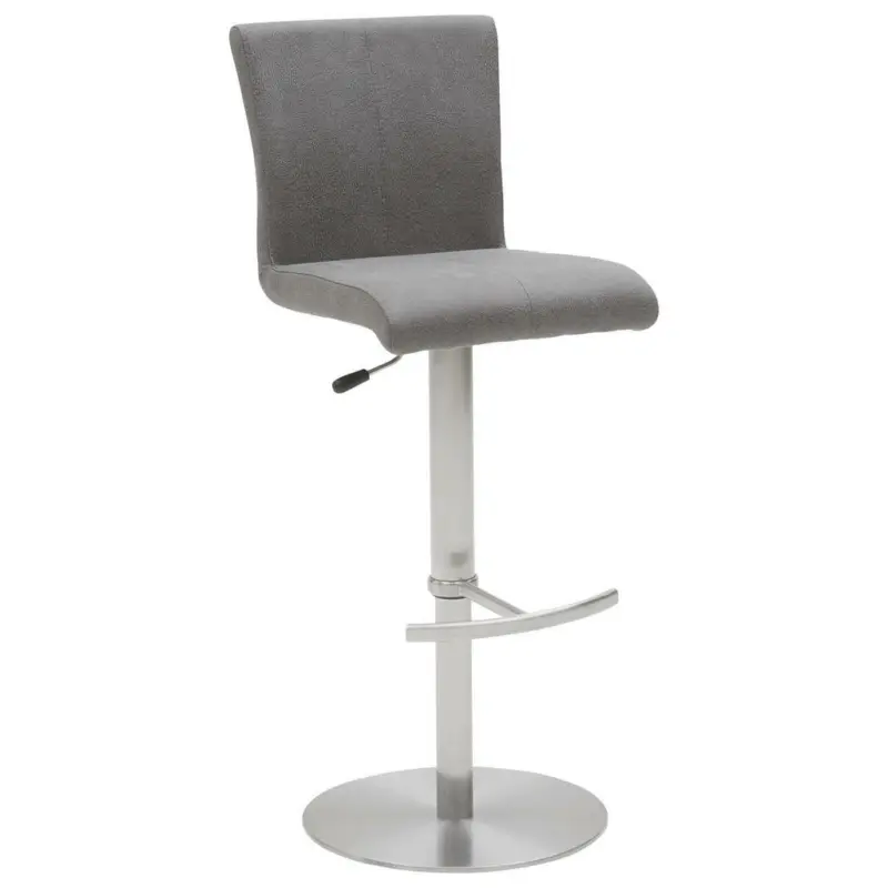 Barhocker in Metall, Textil Edelstahlfarben, Dunkelgrau
