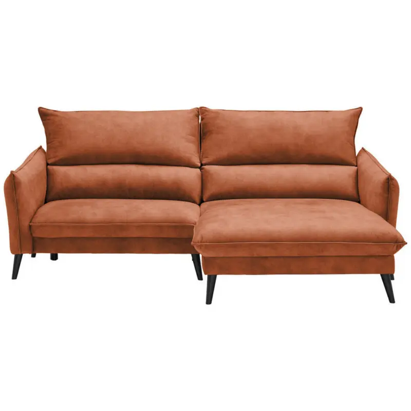 Ecksofa in Velours Rostfarben