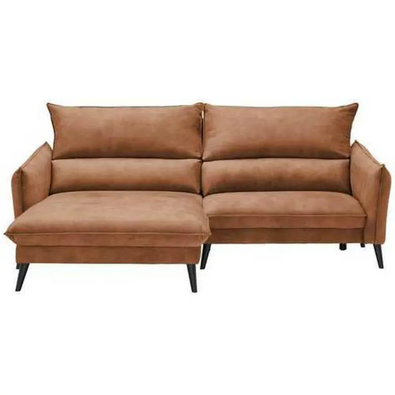 Ecksofa in Velours Rostfarben