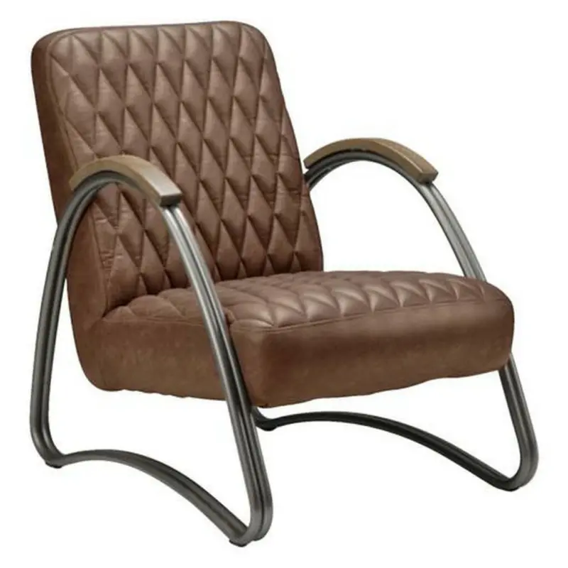 Sessel in Kombination Echtleder/Stoff Cognac