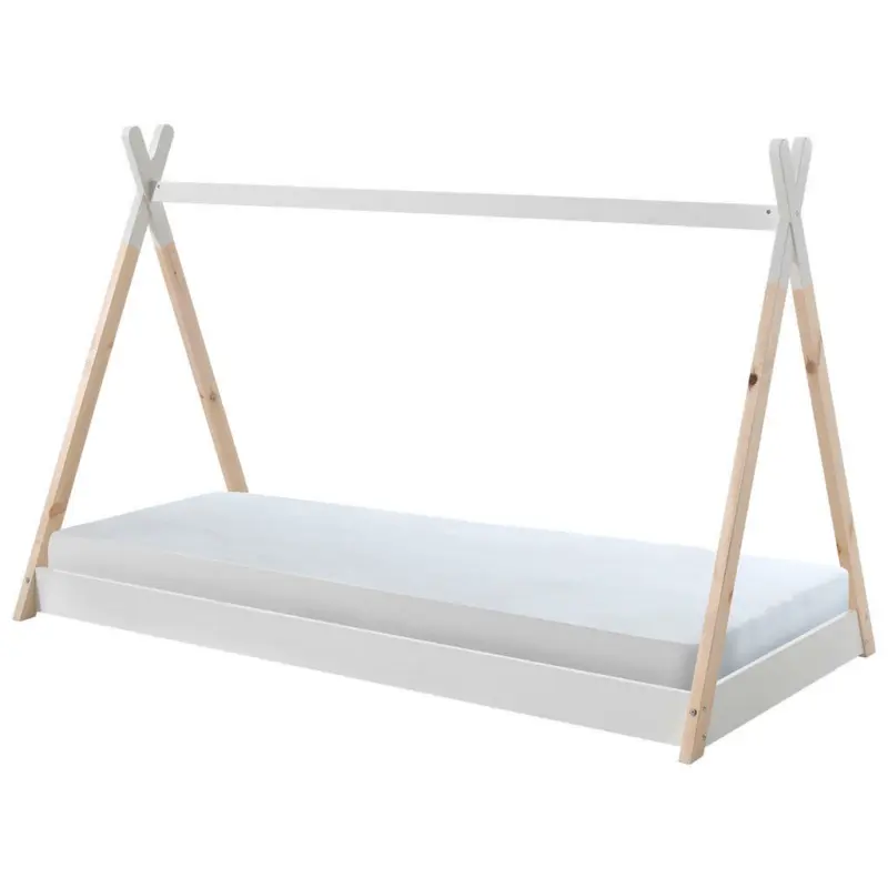 Hausbett 90/200 cm in Weiß, Kieferfarben
