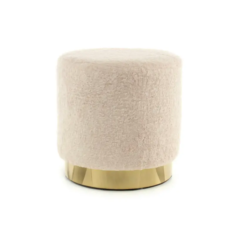 Hocker in Metall, Textil Goldfarben, Beige
