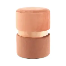 Hocker in Holz, Metall, Textil, Holzwerkstoff Kupferfarben, Terracotta