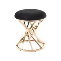 Hocker in Metall, Textil Schwarz, Kupferfarben