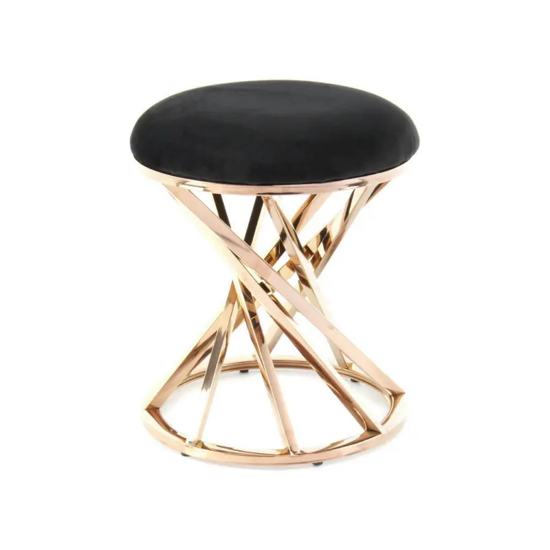 Hocker in Metall, Textil Schwarz, Kupferfarben