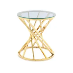 Beistelltisch in Metall, Glas 50/55/50 cm