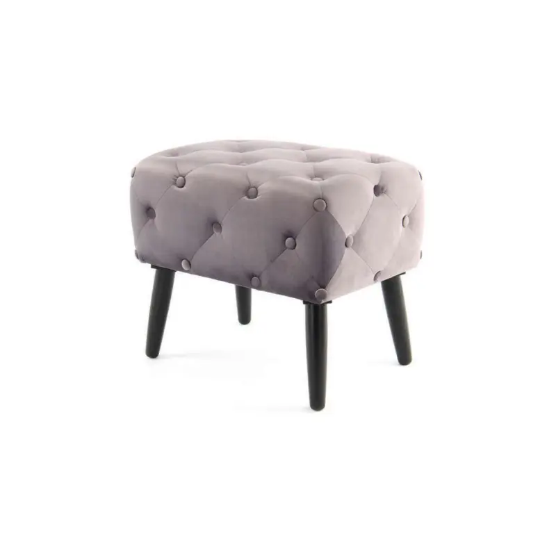 Hocker in Textil, Holzwerkstoff Grau, Schwarz