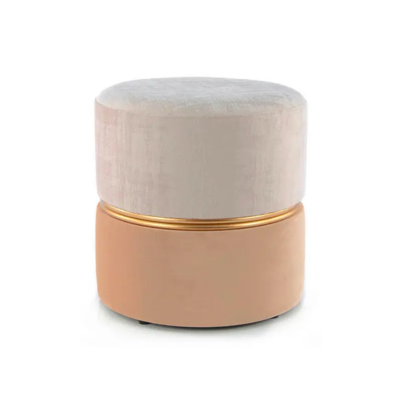 Hocker in Metall, Kunststoff, Textil Goldfarben, Beige