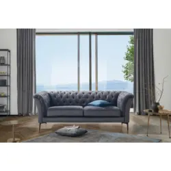 Chesterfield-Sofa in Flachgewebe Anthrazit