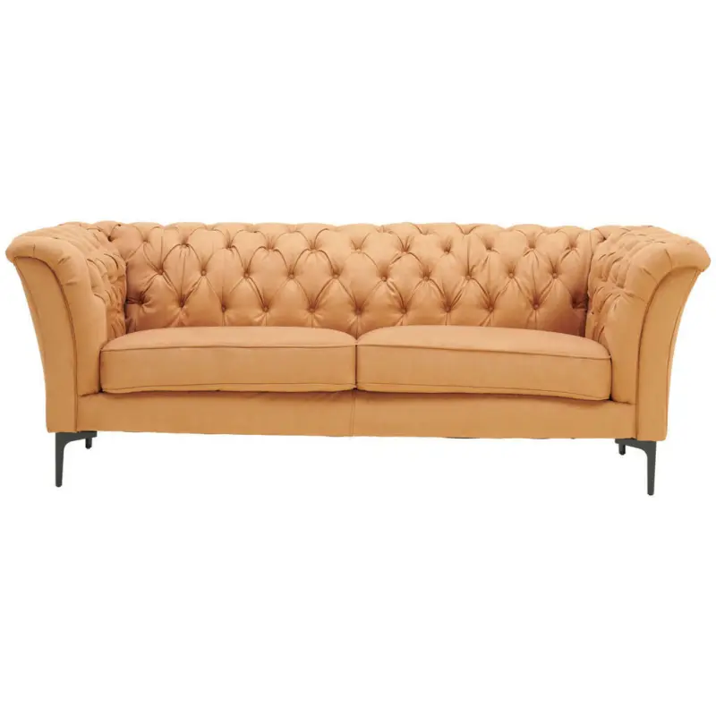 Chesterfield-Sofa in Flachgewebe Gelb