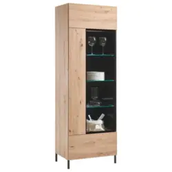 Vitrine in Schwarz, Eiche Artisan