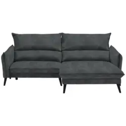 Ecksofa in Velours Anthrazit