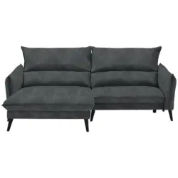 Ecksofa in Velours Anthrazit