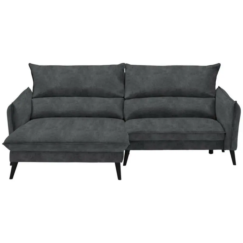 Ecksofa in Velours Anthrazit