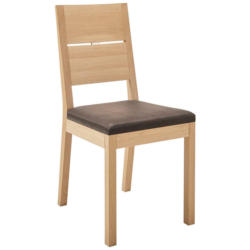 Stuhl in Holz, Textil Eichefarben, Dunkelbraun