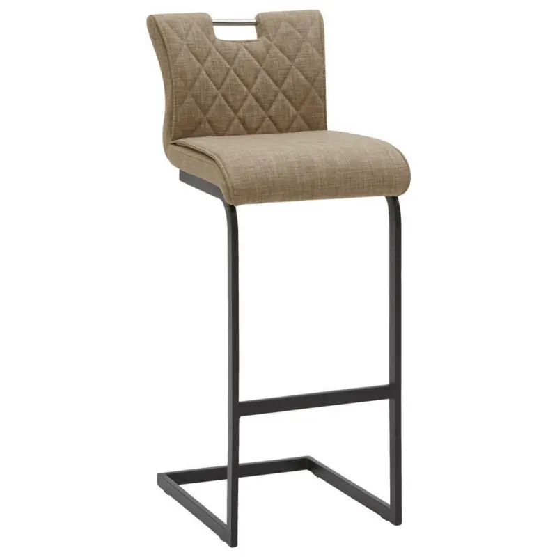 Barhocker in Metall, Textil Schwarz, Beige