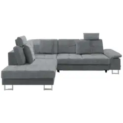 Ecksofa in Flachgewebe Blau, Grau