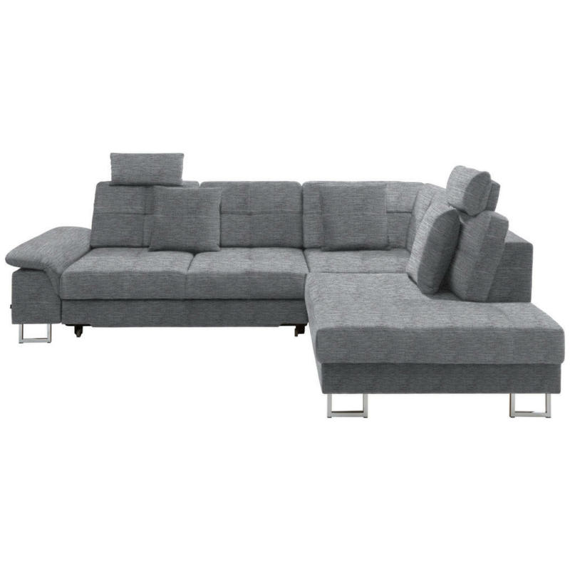 Ecksofa in Flachgewebe Blau, Grau