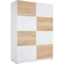 Schwebetürenschrank in Weiß, Eichefarben