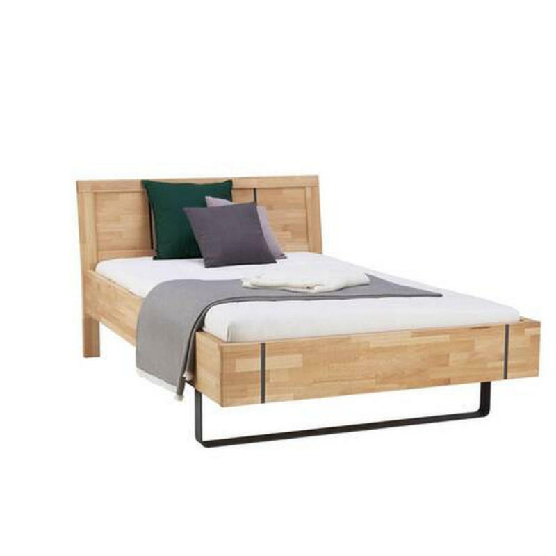 Bett 120/200 cm in Anthrazit, Buchefarben