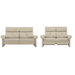 Sitzgarnitur in Echtleder Creme