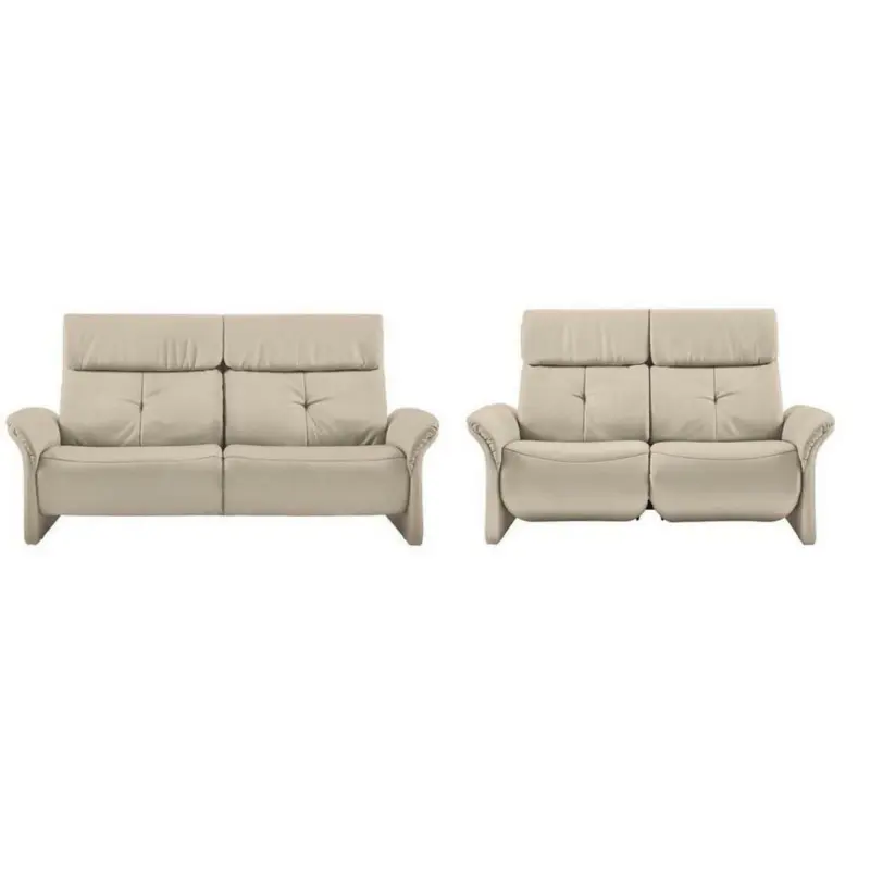 Sitzgarnitur in Echtleder Creme
