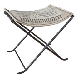 Hocker in Metall, Textil Grau, Schwarz