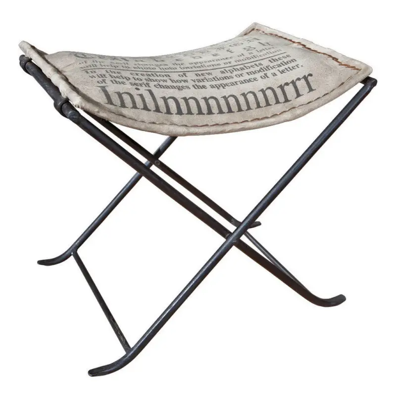 Hocker in Metall, Textil Grau, Schwarz