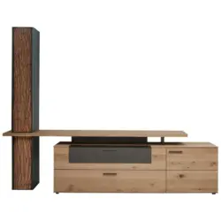 Wohnwand 277/215/44 cm in Anthrazit, Eichefarben