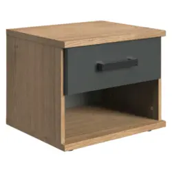 Nachtkästchen in Graphitfarben, Eichefarben