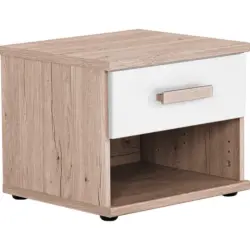 Nachtkästchen in Weiß, Eichefarben