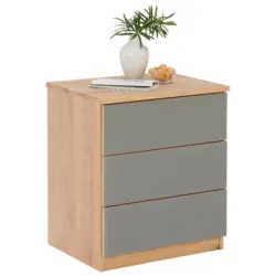Nachtkästchen in massiv Eiche Taupe, Eichefarben