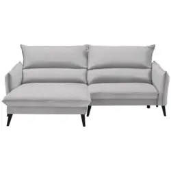 Ecksofa in Velours Hellgrau