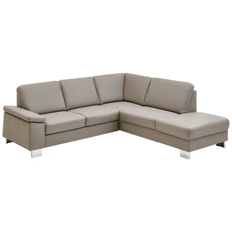 Ecksofa in Echtleder Grau