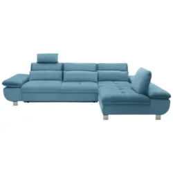 Ecksofa in Webstoff Hellblau