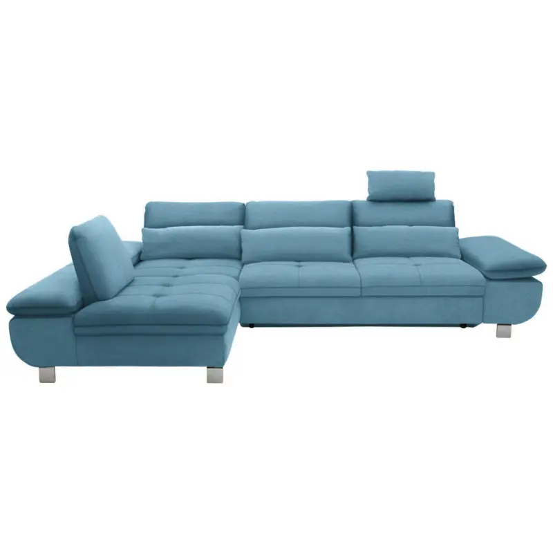 Ecksofa in Webstoff Hellblau