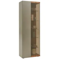 Vitrine in vollmassiv Kerneiche Eichefarben, Titanfarben