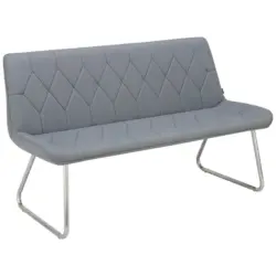 Sitzbank 155/87/65 cm in Grau, Edelstahlfarben