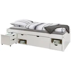 Stauraumbett 90/200 cm in Weiß