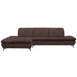 Ecksofa in Flachgewebe Dunkelbraun