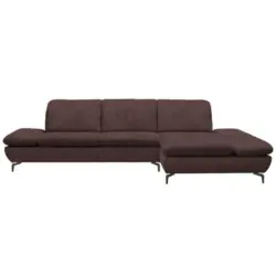 Ecksofa in Flachgewebe Dunkelbraun