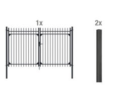 Doppeltor-Set Columbus ALBERTS inkl. Pfosten, Aluminium zum Einbetonieren 300 x 180 cm schwarz