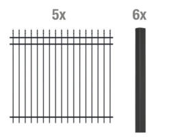 Zaun-Grundset Columbus ALBERTS inkl. Pfosten, Aluminium zum Einbetonieren 1000 x 180 cm schwarz