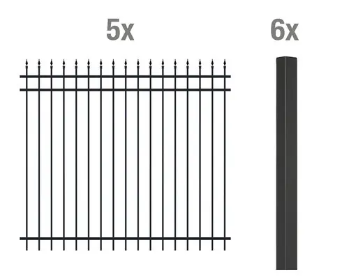 Zaun-Grundset Columbus ALBERTS inkl. Pfosten, Aluminium zum Einbetonieren 1000 x 180 cm schwarz