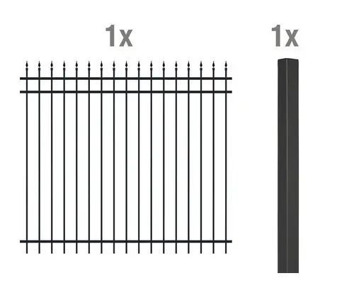 Zaun-Anbauset Columbus ALBERTS inkl. Pfosten, Aluminium zum Einbetonieren 2000 x 180 cm schwarz