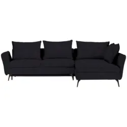 Ecksofa in Webstoff Schwarz