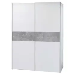 Schwebetürenschrank in Grau, Weiß